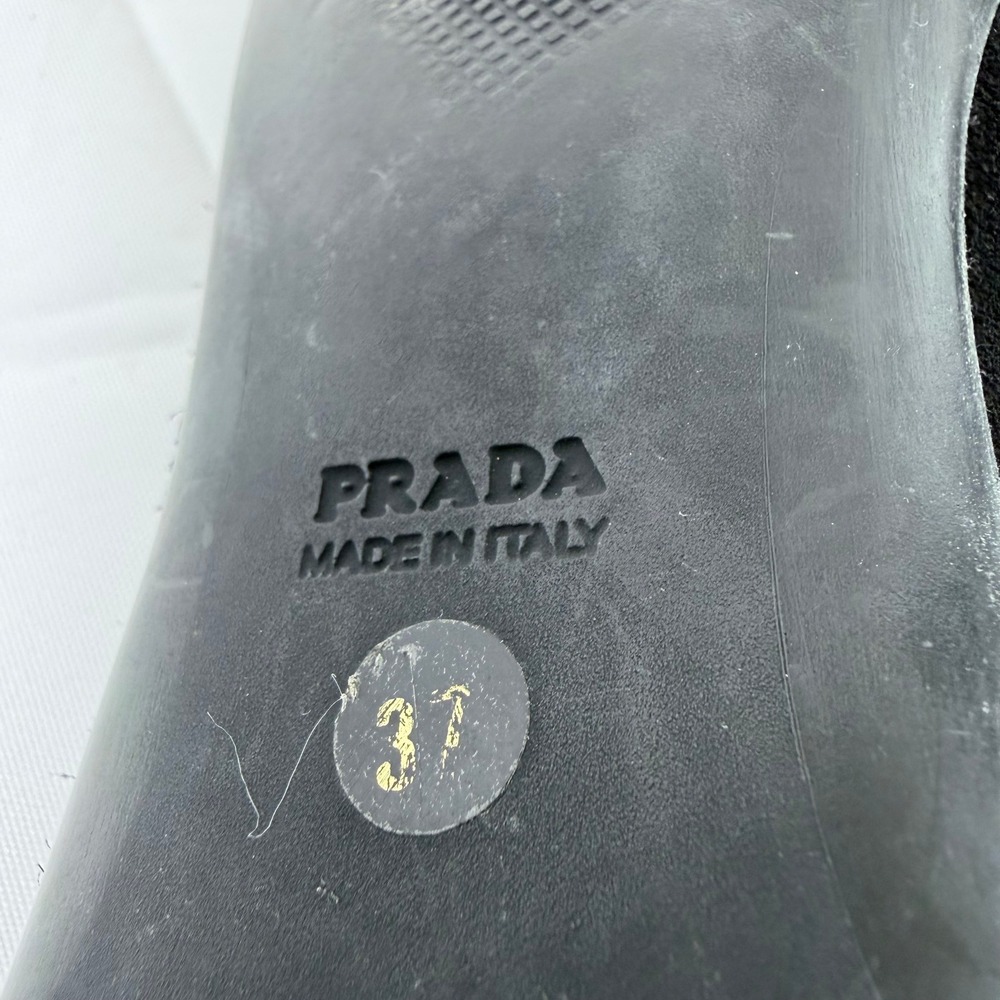 Prada Loafers Women Size 37 Black Suede Triangle Logo Flat Shoes Made in Italy - Picture 3 of 13